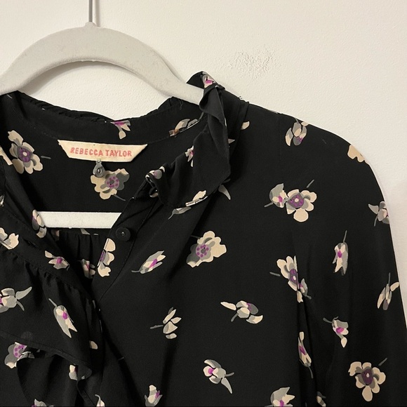 Rebecca Taylor Ghost Flower Floral Silk Mini Dress Size 0 - Picture 6 of 7